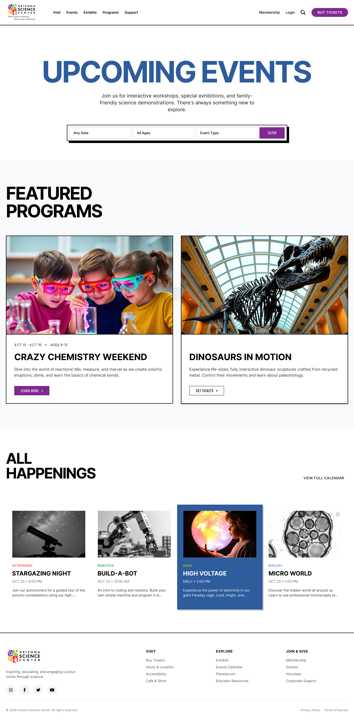 Redesigned events page